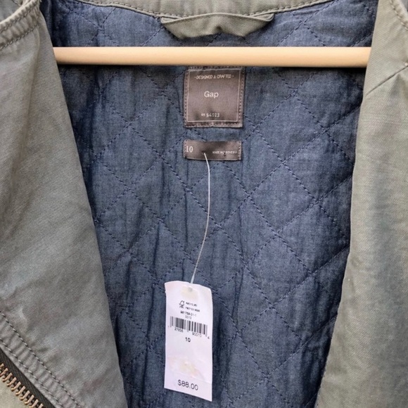 GAP Green Quilted Moto Jacket medium - Picture 4 of 7